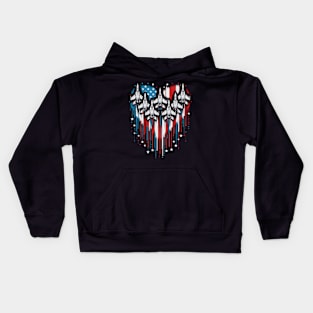 Fighter Jet Airplane American Flag USA Heart 4th Of July Kids Hoodie